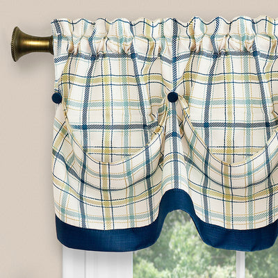 2 of 4:Cenefa Tattersall Tuck con botones - 58x14 - Azul marino 