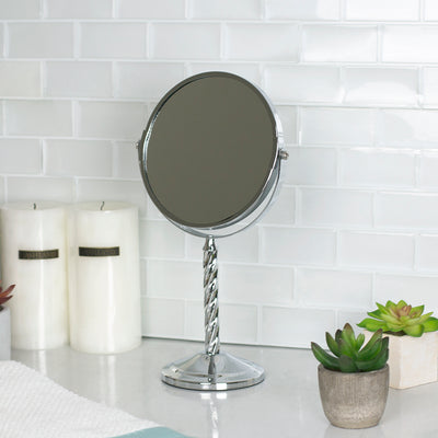 4 of 6:Home Basics Spiral Double Sided Cosmetic Mirror, Chrome 