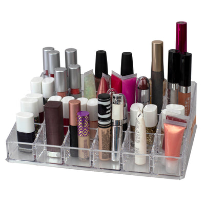 1 of 1:Home Basics Organiseur de rangement en plastique transparent à 24 compartiments pour cosmétiques, maquillage et vernis à ongles 