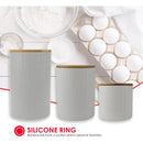 3 of 7:Home Basics 3 Piece Ceramic Canister Set with Bamboo Lids, Wave White 