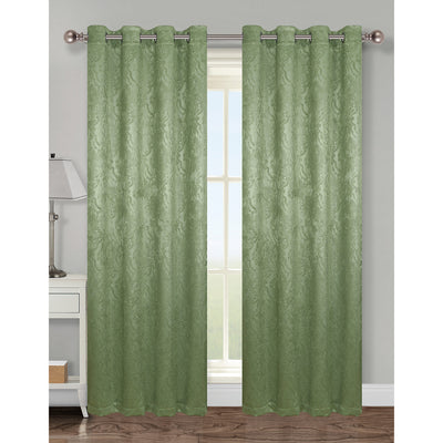 9 of 11:Panel de ventana con ojales para oscurecer la habitación Mabel Damask, 54 x 84 pulgadas 