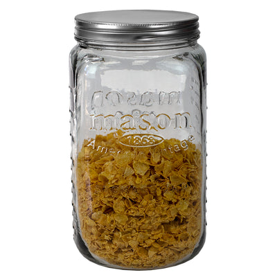 2 of 4:Home Basics 153.6 oz. X-Large  Glass Mason Canister Jar, Clear 
