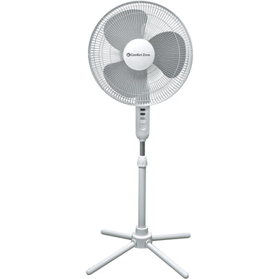 1 of 7:Comfort Zone Oscillating Pedestal Fan White, 16-Inch 