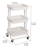 3 of 3:Home Basics Carro utilitario con ruedas de acero de 3 niveles con 2 ruedas de bloqueo, color blanco 