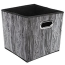 3 of 4:Bac de rangement pliable en tissu non tissé Home Basics, couleur bois, avec poignée à œillets, noir 