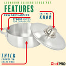 2 of 6:Chef Pro Commercial Grade Aluminum Caldero Stock Pot, Silver, 18.3 Quarts 