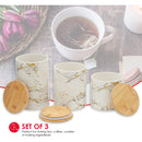 2 of 5:Home Basics 3 Piece Ceramic Canister Set with Bamboo Lids, Marble White 