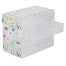 2 of 4:Organiseur de cosmétiques en plastique à 4 tiroirs Home Basics Floral, transparent 