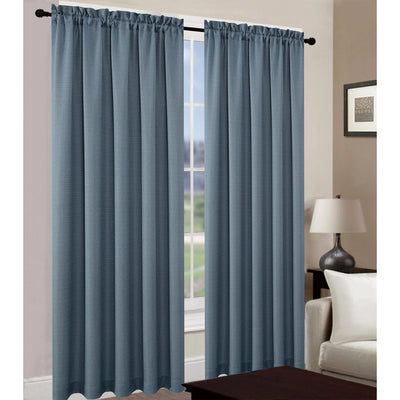 2 of 2:Leah Jacquard Textured Window Panel and Valance Treatments, Blue, All Sold Separately 