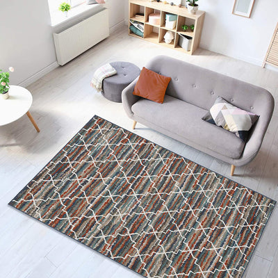 2 of 7:Capri 3 Piece Rug Set - Crosshatch Spice Grey, 2x3, 2x5, 5x7 Feet 