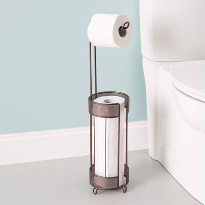 4 of 5:Home Basics Metropolitan Collection Steel Toilet Paper Holder, Bronze 