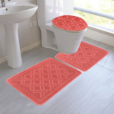 1 of 1:Ensemble de tapis de bain Catherine 3 pièces, taille M, corail 