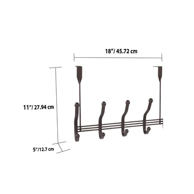 5 of 5:Home Basics 5 Dual Hook Over the Door Steel Organizing Rack, Bronze 