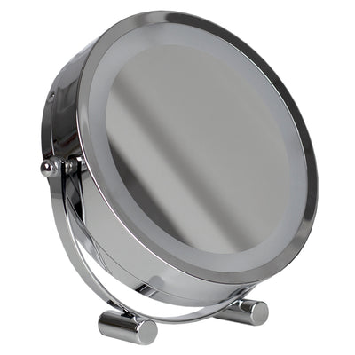 1 of 4:Home Basics Double Sided Cosmetic Countertop Handheld Mirror with LED Light, Chrome 