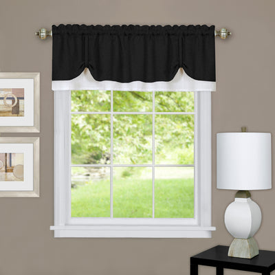 1 of 4:Cenefa de cortina de ventana Darcy 58x14- Negro/Blanco 