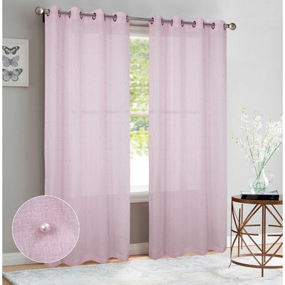 3 of 6:Bali 2-Pack Sheer Grommet Window Panels with Pearls, 76x95 Inches 