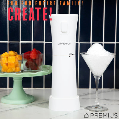 9 of 10:PREMIUS Rechargeable Cordless Hawaiian Shaved Ice Maker, Snow Cone Machine, White 