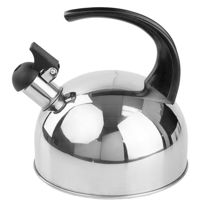 3 of 5:Home Basics 2.0  Liter Brushed Stainless Steel Whistling Tea Kettle with Arc Handle, Silver 