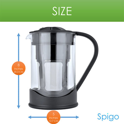 6 of 7:Spigo Cold Brew Coffee Maker with Borosilicate Glass Pitcher, Black, 1 Liter, 8x5 Inches 