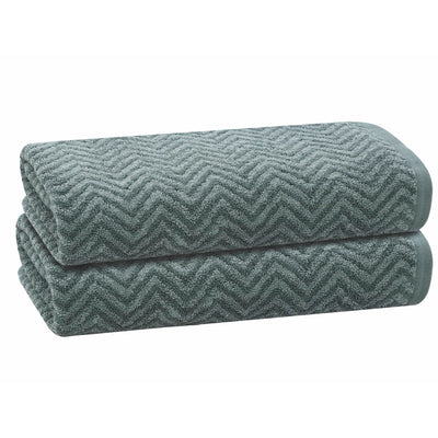 2 of 40:PREMIUS 2 Pack Chevron 100% Cotton Yarn Dyed Bath Sheet Towel, 32x64 Inches 
