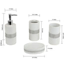 6 of 6:Ensemble d'accessoires de bain de luxe Home Basics, 4 pièces, en céramique, avec de superbes paillettes, blanc 