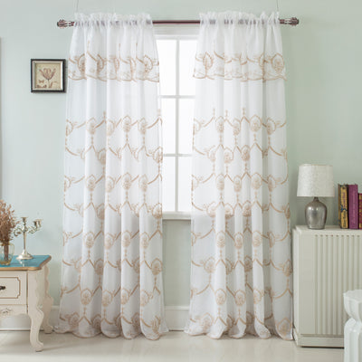 2 of 6:Rochelle Embroidered Rod Pocket Panel With Attached Valance, 54x90 Inches 