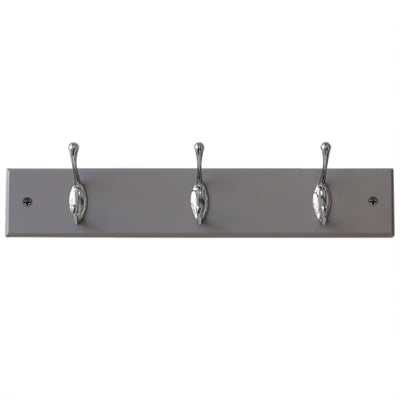 1 of 3:Home Basics 3 Double Hook Wall Mounted Hanging Rack, Grey 