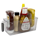 1 of 5:Home Basics Contenedor de almacenamiento de plástico extraíble pequeño con mango de agarre suave, transparente 