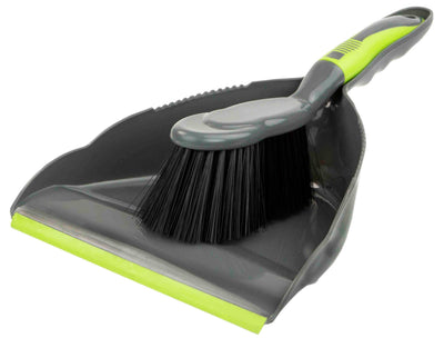 1 of 1:Home Basics Brilliant Dust Pan Set, Grey/Lime 