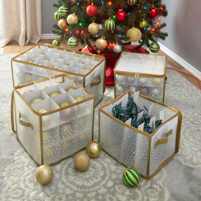 4 of 4:Simplify 64-Count Ornament Organizer in Gold 