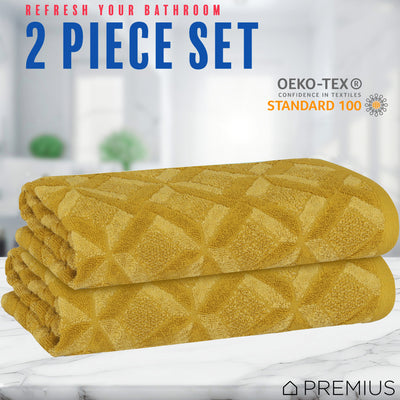 8 of 24:Serviette de bain PREMIUS Geo 100 % coton teint en fil, 27 x 54 pouces 