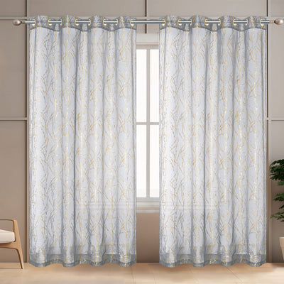 4 of 7:Martina Embossed Metallic Sheer Grommet Window Panel, 55x90 Inches 