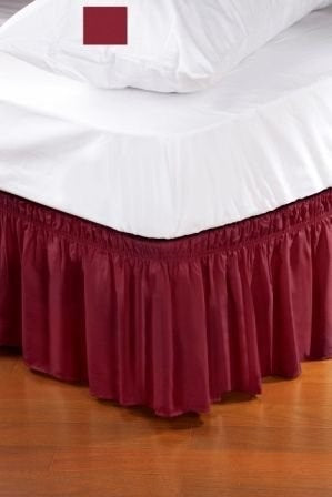 5 of 5:Detalles del hogar Cama envolvente con volantes Queen/King, Borgoña 