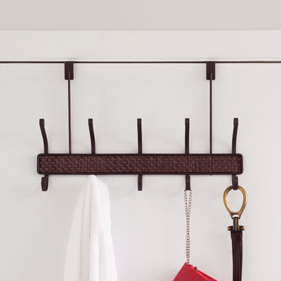 3 of 4:Home Basics Over the Door 5 Hook Hanging Coat Rack, Rust Resistant, Bronze, 18x11x5 Inches 