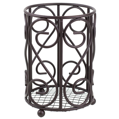 3 of 7:Home Basics Scroll Collection Steel Cutlery Holder with Mesh Bottom and Non-Skid Feet, Bronze 