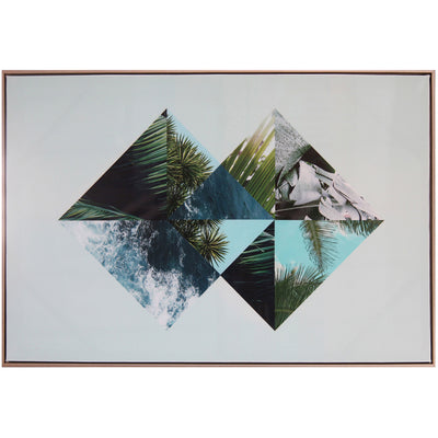 1 of 1:PREMIUS Framed Palms and Ocean Lacquered Canvas Wall Art, 25x36.5 Inches 