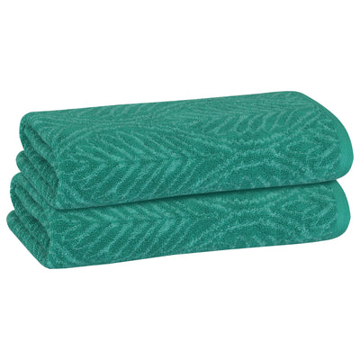 17 of 24:PREMIUS 2 Pack Leaf 100% Cotton Yarn Dyed Hand Towel, 16x28 Inches 