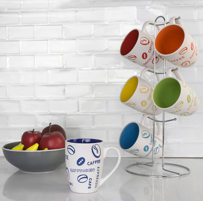 5 of 7:Home Basics 6 Piece Mug Set with Stand 