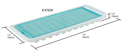 5 of 5:Home Basics 11 Compartment Slim Plastic Stackable Ice Cube Tray with Snap-on Cover, Blue 