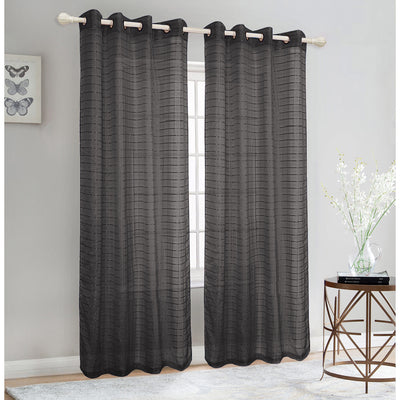 1 of 14:Panneau de fenêtre à œillets Trenton Box en voile transparent, 54 x 84 pouces 