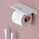 4 of 4:Home Basics Wall Mount Toilet Paper Holder with Phone Shelf, White 