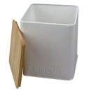 3 of 5:Home Basics Biscuits Tin Canister with Bamboo Top, White 