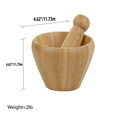 5 of 5:Home Basics Bamboo Mortar And Pestle Set, Small, 4.5x3.25 Inches 