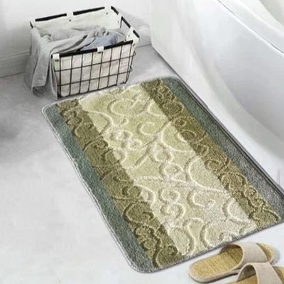 6 of 21:Vienna Scroll Two-Tone Non-Slip Soft Bath Rug, 18x30 Inches 