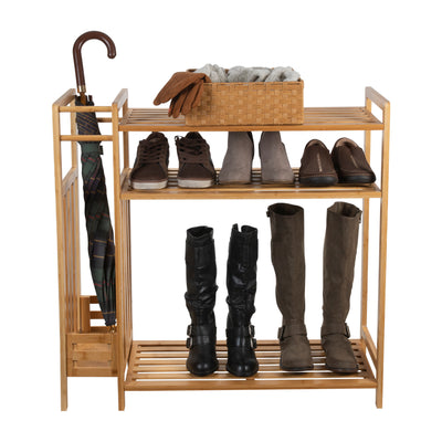 2 of 4:Neu Home Bamboo Shoe Rack with Umbrella Stand 