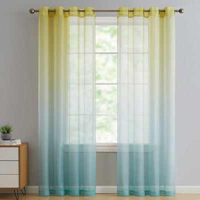 1 of 2:Paquete de 2 paneles de ventana con ojales transparentes Ombre, 104 x 84 pulgadas 
