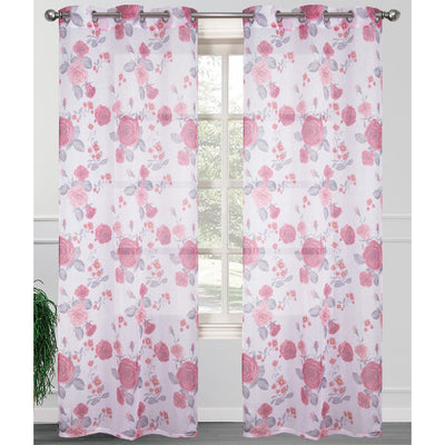 3 of 4:Panneau de fenêtre transparent à œillets Garcia, imprimé roses, 2-38 x 84 pouces 