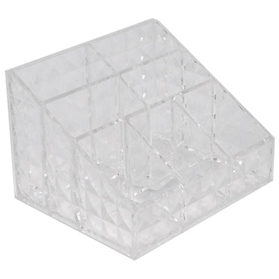 3 of 5:Home Basics Organizador de cosméticos cuadrado biselado de plástico resistente a roturas, 7 compartimentos, transparente 