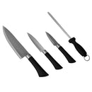 1 of 5:Ensemble de couteaux en acier inoxydable Home Basics avec aiguiseur de lames, noir 