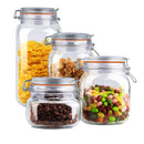 1 of 6:Home Basics 4 Piece, Clear Glass Canister Set with Hermetic Lids 